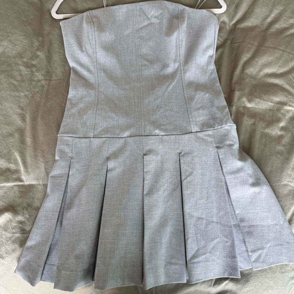 Christian Lacroix Grey 6 Pleated Mini Corset Dress Runway School Prep Academia - Picture 2 of 4